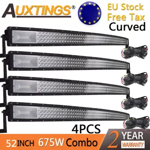 4X 7D Tri-Row 52''inch 675W Curved LED Work Light Bar for Jeep Truck Boat &Wire - Imagen 1 de 8