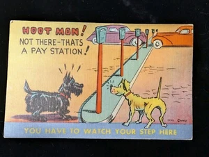 Vintage Linen Postcard Scottish Terrier Dog Cartoon Unposted MWM Aurora Missouri - Picture 1 of 6