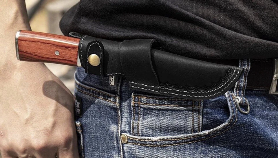 Custom Handmade Fixed blade Black Leather Sheath / Knife Holster /vertical Knife - Image 1 of 4