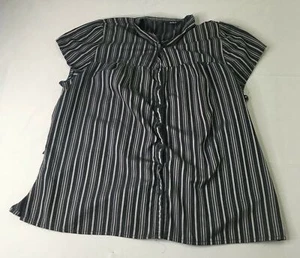 Camisa para mujer A.N.A negra gris extra grande manga corta abotonada #1744 - Imagen 1 de 8