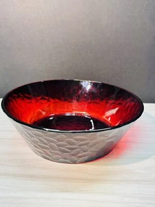Vintage Arocoroc France Ruby Red Cranberry Glass Soup Cereal Bowl   (1) - Picture 1 of 3