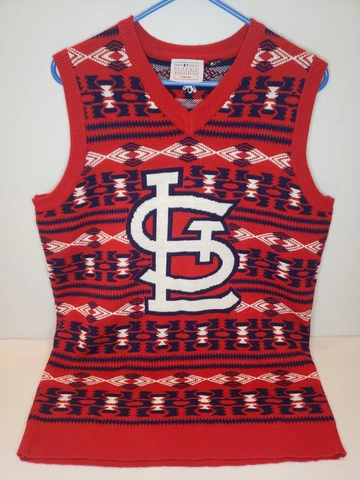 Klew MLB St. Louis Cardinals Sweater Vest Holiday Mens Size Medium Red Blue Logo Cover