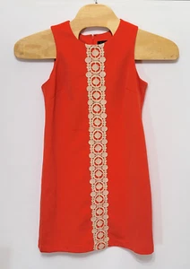 Jessica Simpson Women's Ribbed Knit Shift Dress Size 8 Coral Gold Metallic - Picture 1 of 6