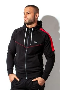 Chaqueta con capucha ALEXANDER COBB con cremallera súper suave negra y roja algodón con capucha 5 - Imagen 1 de 6