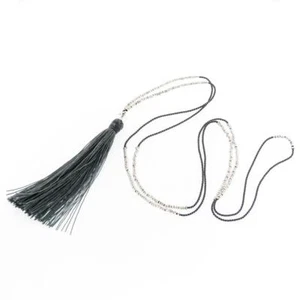 32" LANGE PERLEN GEMISCHTE FARBEN MIT SILBERPERLEN QUASTE ANHÄNGER Halskette - Bild 1 von 30