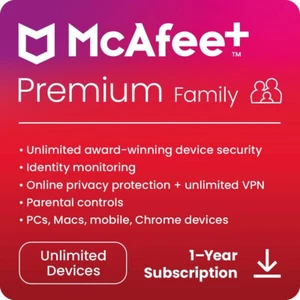 McAfee Premium Plus 2025 Family - Unlimited Devices 1 Year - Same Day Email - Picture 1 of 7