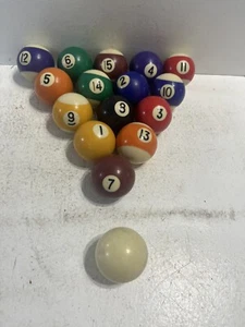 - Mini 1 3/8 Pool Balls With Cue Ball Used Billiards - Picture 1 of 4