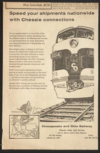 1965 CHESAPEAKE & OHIO RAILWAY C&O Güterzüge Chessie Vintage Zeitung DRUCKANZEIGE - Bild 1 von 1