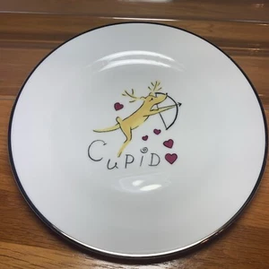 Piatto da dessert insalata renne natalizie natalizie fienile ceramica 8,5” CUPID - Foto 1 di 5