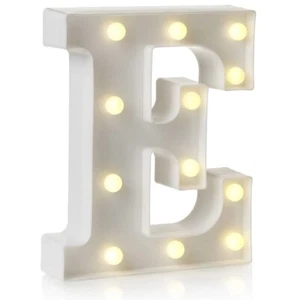 LED Alphabet Letter E Light Sign Decorations White Four Hour Timer - Picture 1 of 5