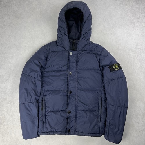 Stone Island Crinkle Reps piumino giacca cappotto medio blu navy 3560