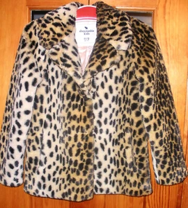 Abercrombie & Fitch Kids Soft Fuzzy Leopard Cheetah Faux Fur Coat - Size 11/12 - Picture 1 of 5