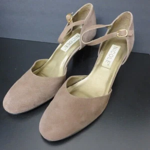 Nicole Vintage MULLIGAN 7M Slingback Beautiful Taupe Suede Brazil Padded Sole - Picture 1 of 18