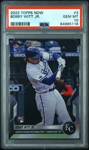 ๐โพ๏ธ 2022 Topps Now #3 BOBBY WITT JR. PSA 10 GEM MINT 1ST MLB RC CARD ๐จ๐ป๐ฅ - Picture 1 of 6