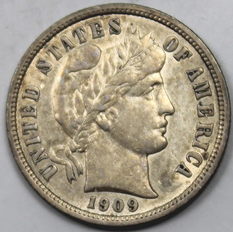 1909 Barber Head Dime - AU !! Cover