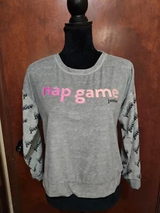 Justice Girls Gray Nap Game PJ's Set Fleece Long Sleeve Top PJ's Large (13/14). - Picture 1 of 12