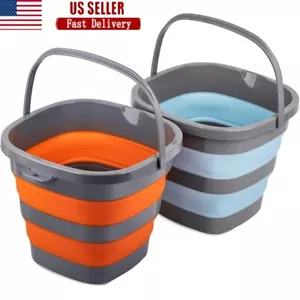 2 Pack Collapsible Bucket Portable Water Container Outdoor Cleaning Fishing New - Picture 1 of 9