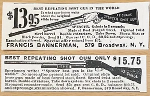 SPENCER Best Repeating Shot Gun in the World 12Guage(TYPO!)Rifle 1900s Print Ads - Picture 1 of 3