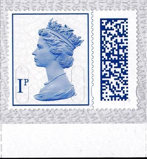 QE2 - 2022  MNH 1p  with  Overlay  M22L & MAIL  and border - Image 1 of 1