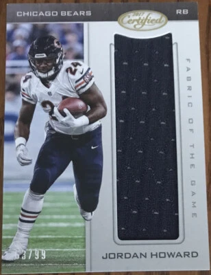 2017 Certified Fabric Of The Game Jordan Howard FG-JH Chicago Bears #’d 63/99 - Image 1 of 2