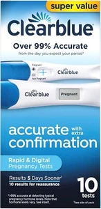 Clearblue Schwangerschaftstest Kombipack, 10Ct - Digital mit Smart Countdown & Schnell - Bild 1 von 12