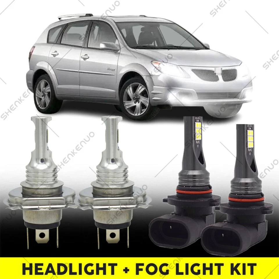 Para Pontiac Vibe 2003-2008 - 9003 Bombillas LED Faros + 9006 Kit Faros Antiniebla Foto 1 de 4