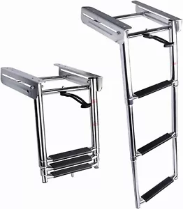 Stainless Steel 3 Step Telescopic BoatLadder Slide mountPlatform Boarding Ladder - Picture 1 of 8