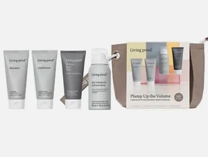 Living Proof Plump Up The Volume Kit Shampoo Conditioner Etc 4pc Travel Set Bag - Picture 1 of 5