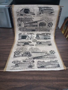 Vintage Kay Dee Towel 10 Covered Bridges Retro Kitchen Wall - Picture 1 of 2