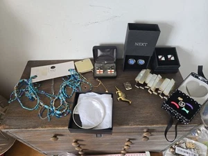 Job Lot Bundle Costume Jewellery Cufflinks Pendants Bracelets Mixed Lot See Desc - Picture 1 of 11