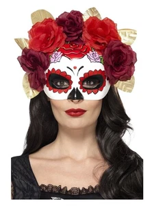 Ladies Day of the Dead Mexican Senorita Roses Costume Eye Mask Halloween - Picture 1 of 1