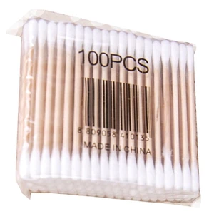 100 Pcs Wooden Stick Double Tipped Cotton Swabs Hygienic Cotton Stick Swab - Picture 1 of 7