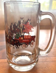 Anheuser Busch Budweiser King of Beer Clydesdales Glass Mug 5 1/2" Tall - Picture 1 of 7