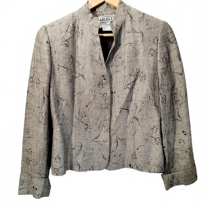 Carlisle 复古女士中号印花西装外套颜色静音灰褐色米色曼达 — 第 1/4 张图片