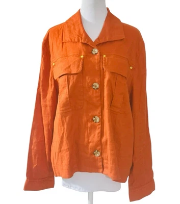 Chicos 2 Lagenlook Resort Linen Jacket High Low Pockets Long Sleeves Travel Sz L - Image 1 of 4