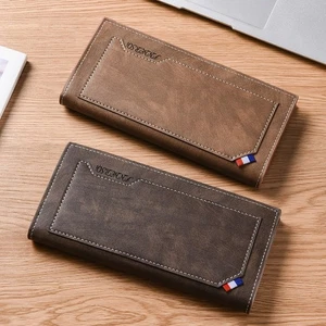 Thin Long Zip Wallet Anti-loss Bifold Wallet Portable Male Wallet Daily - Picture 1 of 12