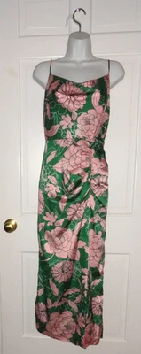 VESTIDO MAXI MILLY ROSA Y VERDE FLORECIDO CORREA ESPAGETTI 4 Foto 1 de 4