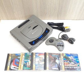 SEGA SATURN Console bundle with 5 Games & cables tested Japan Gray