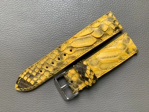 Yellow Genuine Snake leather watch strap band Custom Size 17 18 19 20 21 22 23mm - Picture 1 of 11