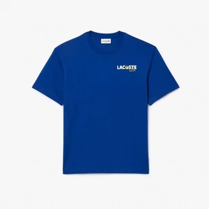 Men's Lacoste Heavy Cotton Print Back T-Shirt in Blue - Picture 1 of 2