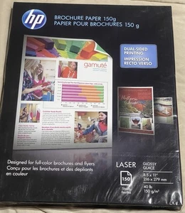 (2) HP Brochure Paper Laser 150g 40 lb Glossy 8.5 x 11" 150 Sheets (300 Total) - Photo 1/2