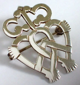 Antique Vtg SS Signed Scottish Sterling Luckenbooth Heart Sweetheart Brooch Pin - Picture 1 of 6