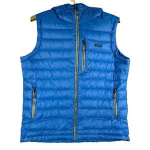 Stio Puffer Gilet Piumino con Cappuccio Leggero Full Zip Blu Uomo Large LEGGI - Foto 1 di 9