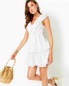 $278 Lilly Pulitzer Ritamarie Ruffle Maxi Dress | Resort White Flora Faille | 4 - Picture 1 of 9