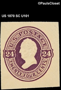 US 1870 SC U101 SCOTT 24¢ PURPLE ON CREAM PAPER MHR VF - Bild 1 von 2