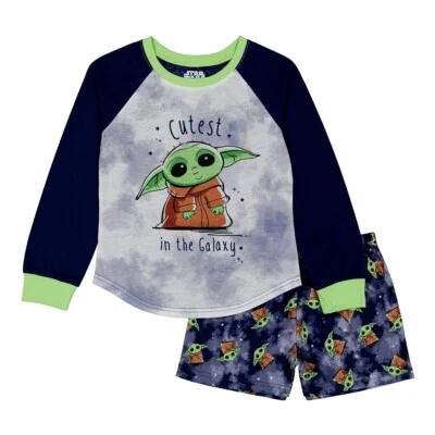 Baby Yoda Pajamas Mandalorian Star Wars Girls Shirt Shorts 4 5 6 8 10 12 Summer - Image 1 of 3