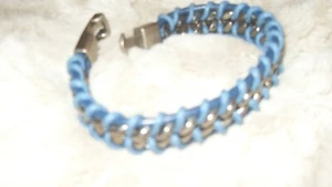Desiger Herrren Armband Stahl geflochten blau Schnellverschluss 23 cm - Bild 1 von 5