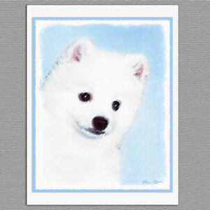 6 American Eskimo Dog Blank Art Note Greeting Cards