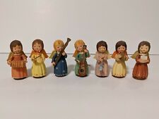 Vintage Hand Crafted Wooden Anri Angel Band Figurines, Made in Italy, Lot of 7