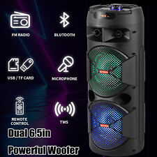 Portable Bluetooth Speaker Dual woofer Heavy Bass Party System Mic AUX FM 5000W 